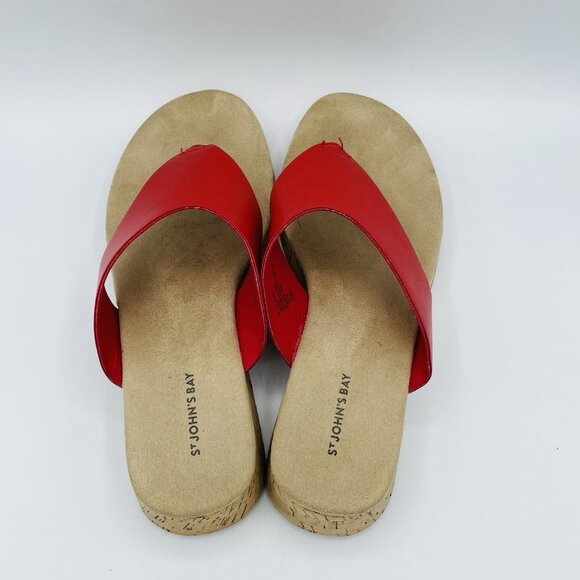 ST Johns Bay Sandals Womens Size 7M Red Salden Platform Comfort Thong Flip Flops - Picture 8 of 11
